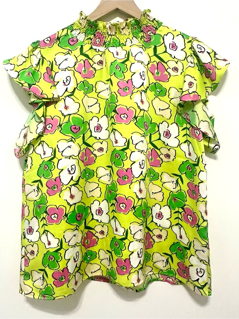 NWOT | THML |  Floral Smocked Neck Top